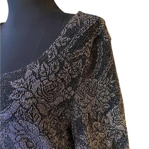 Brittany Black Grey Black Sparkle Stretch Tunic With Bell Sleeves - Picture 7 of 11